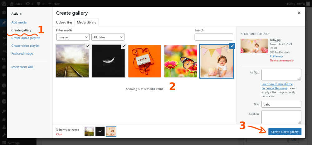 create gallery in WordPress
