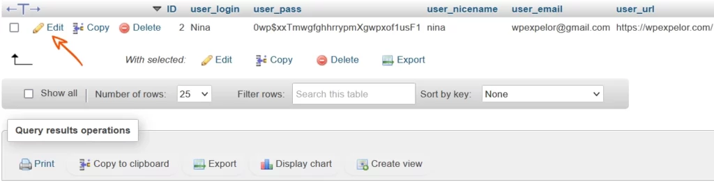 Edit WordPress Database Table