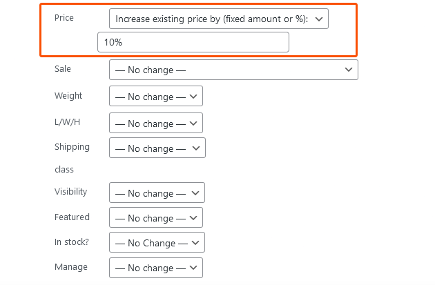 increase price by percentage woocommerce