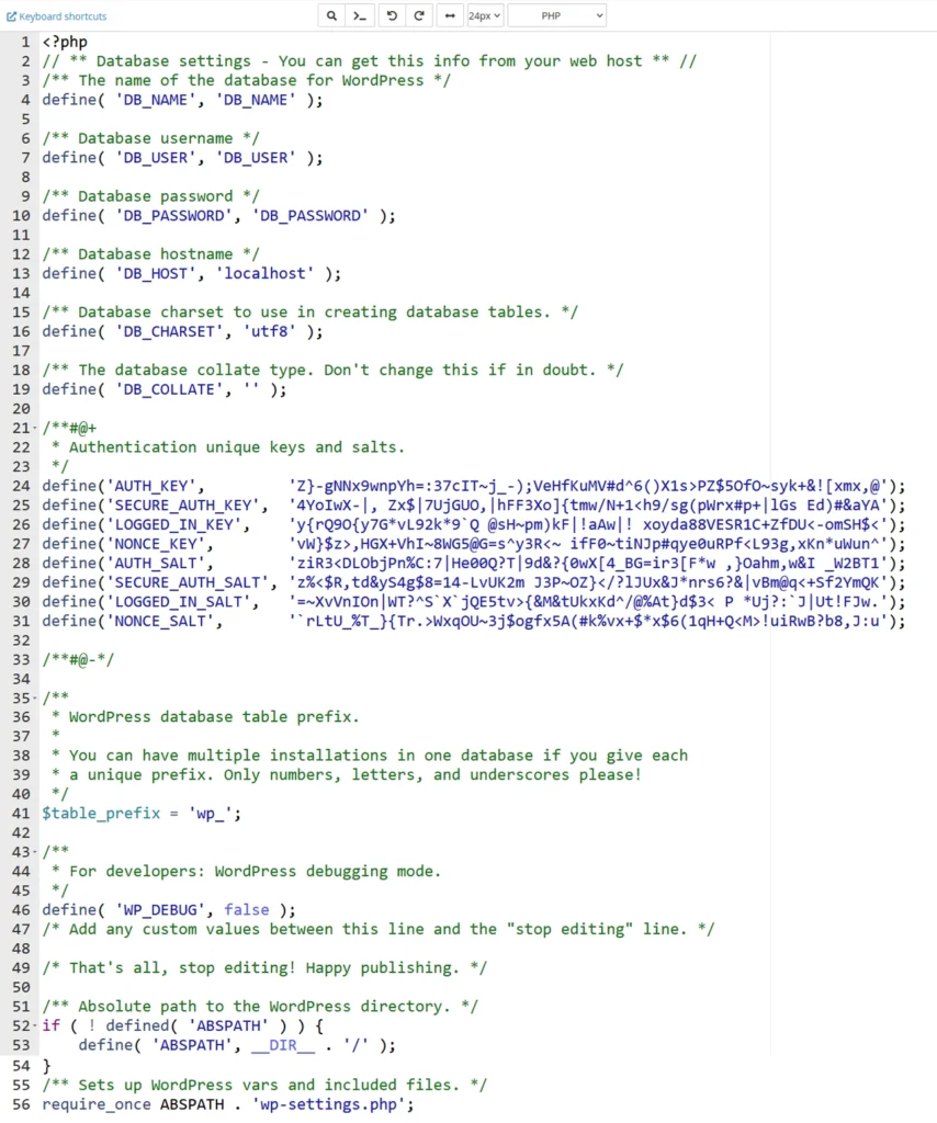 "wp-config" file Structure