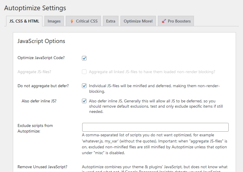 wpexpelor autoptimize wordpress plugin setting